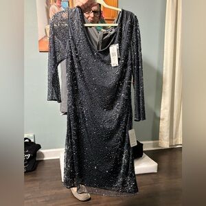 Navy Blue Beaded Dress